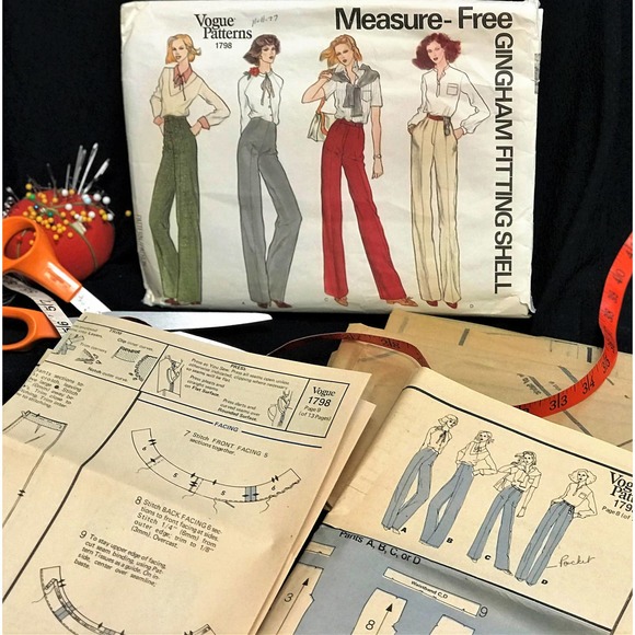 Vogue Pattern 1798 Measure-Free Gingham Fitting Shell Pants On-Trend Style - Picture 10 of 10